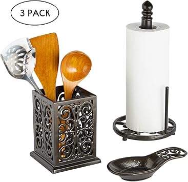 Amazon Com 3 Piece Kitchen Counter Accessory Set Cast Iron Paper