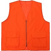 moroinriz Men's Hunting Vest - Blaze Orange - Zipper Closure - Multi Pockets (Available in L and XL)