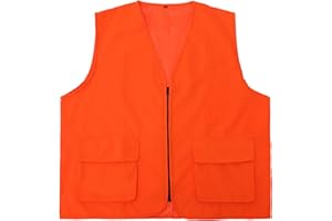 moroinriz Men's Hunting Vest - Blaze Orange - Zipper Closure - Multi Pockets (Available in L and XL)