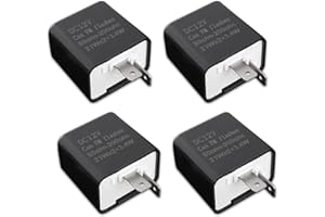 getfay 4 PCS Car 2 Pin Turn Signal Flasher Relay, LED Adjustable Frequency Standard Relay, Insulated Flame-Retardant Shell Plug-and-Play Relay Replacement, Universal for Cars Motorcycles (Black)