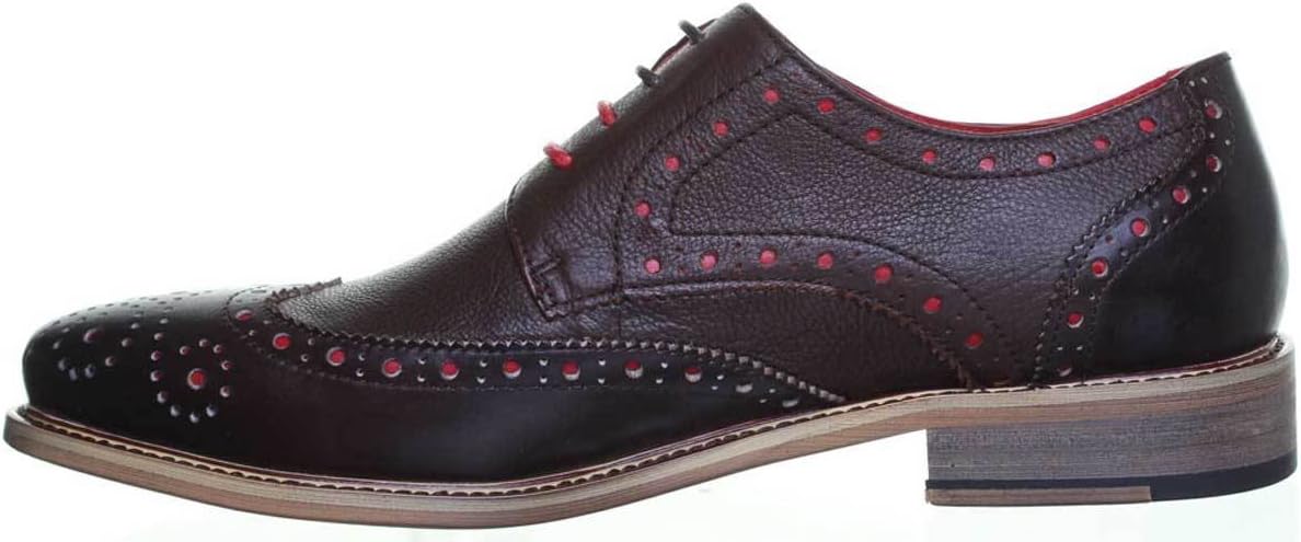 Justin Reece Edward Mens Two Tone Leather Contrast Lace up Brogue Designer (12 UK, Brown)