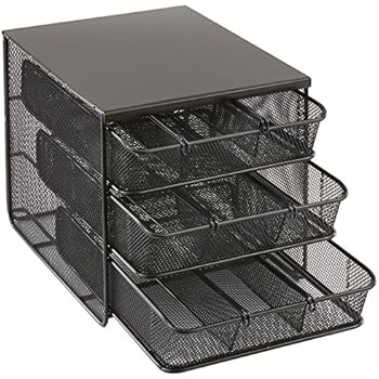 Safco Products 3275BL Onyx Mesh Hospitality Organizer, 3 Drawer, Black