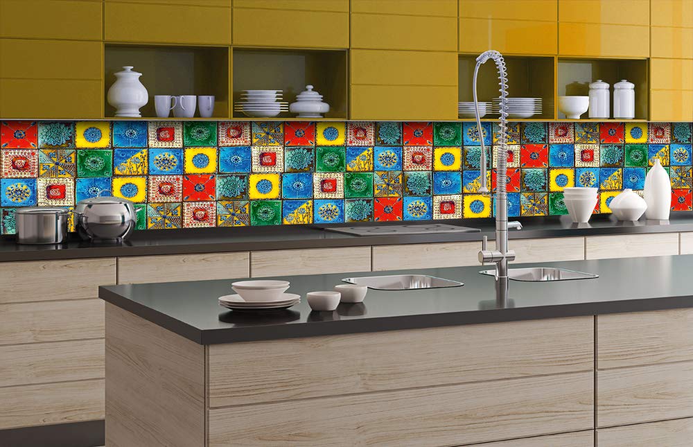 DIMEX LINE Self-Adhesive Kitchen Backsplash Film Lisbon Tiles | Adhesive Foil - Decorative Foil - Splash Guard for Kitchen | Made in EU - 350.01 cm × 60.00 cm