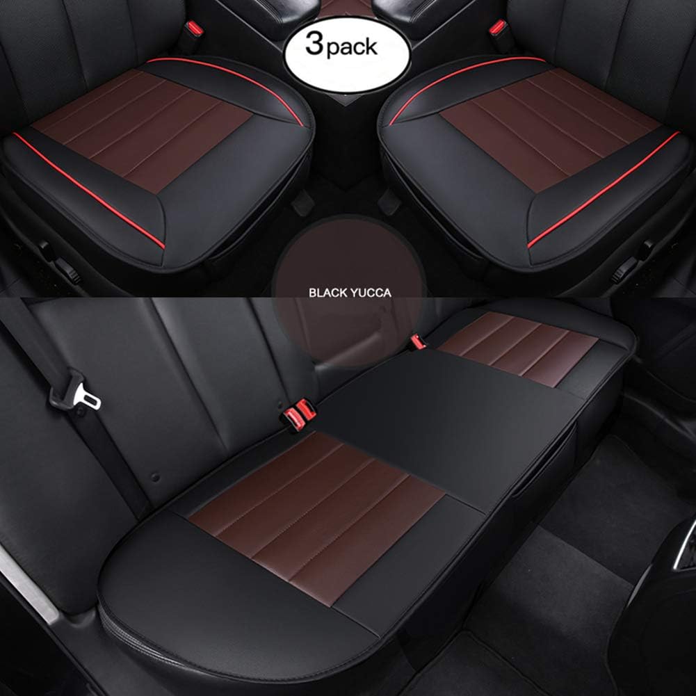 HONCENMAXLuxury Car seat Cover Cushion Pad Mat Protector for Auto Supplies for Sedan Hatchback SUV PU leather - Without Backrest - 3 Pack Front Seat Cover