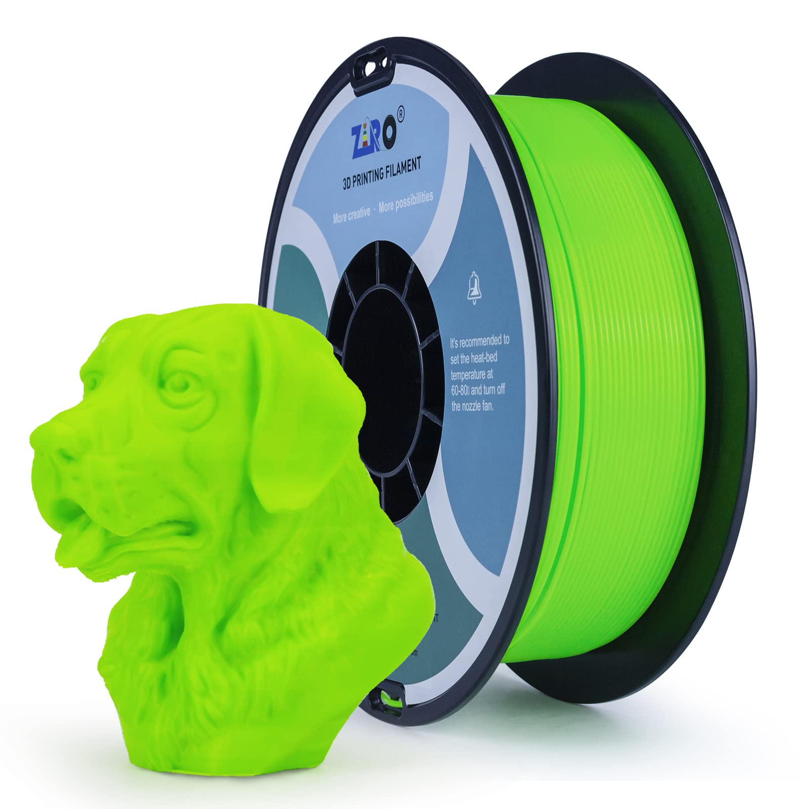 ZIRO PETG Filament 1.75mm 3D Printer Filament PETG 1.75 1kg (2.2lbs), Dimensional Accuracy +/- 0.03mm, Green