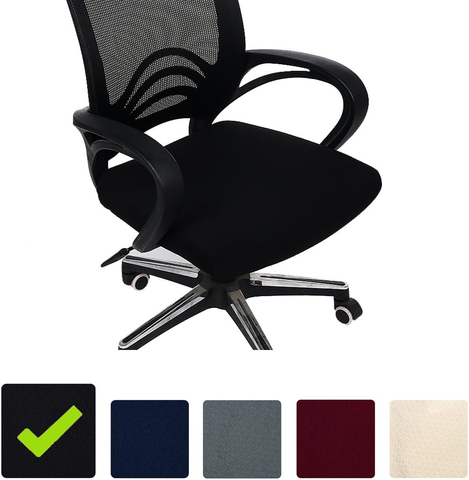 smiry Stretch Chair Seat Covers for Office Computer Chair, Black 1PC