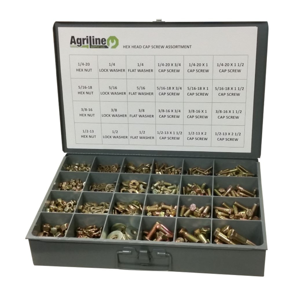 1150 Piece Grade 8 Nut Bolt Washer Assortment, Hex Head Cap