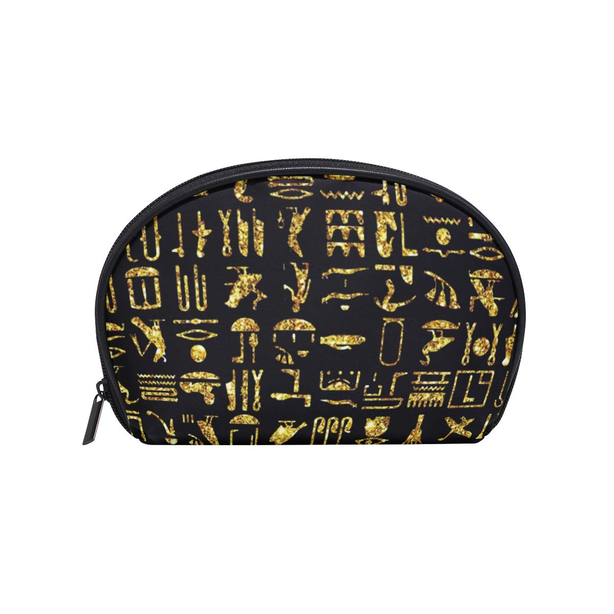 Glitter Eye Of Horus Egypt Womens Half Moon Cosmetic Bag Makeup Pouch Shell Toiletry Kits