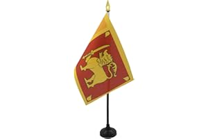 AZ FLAG - Sri Lanka Table Flag 15x10 Cm - Sri Lankan Mini Desk Flag 100% Polyester 4'' x 6'' - Office Flag with 25 Cm Pole - 