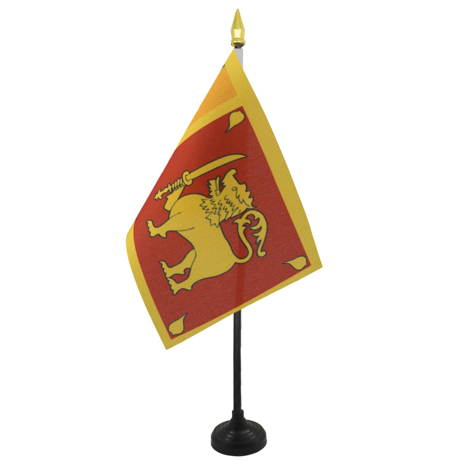 AZ FLAG - Sri Lanka Table Flag 4'' x 6'' - Sri Lankan Mini Desk Flag 100% Polyester 15 x 10 cm - Office Mini Banner with 10'' Pole - Golden Spear