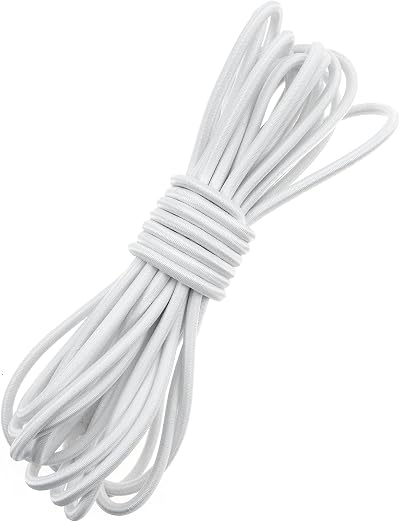 Fantasyon 4mm White Elastic Cord 5m Bungee Rope Round Stretch DIY Camping Tent