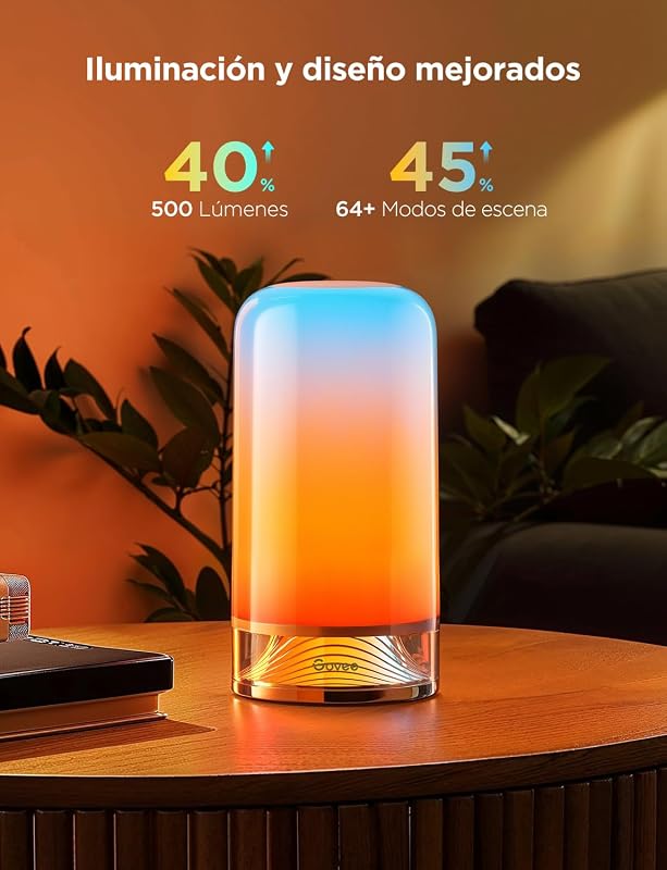 Candeeiro de mesa LED Govee, Lâmpada noturna, Toque regulável RGBICWW, Compatível com Alexa com 64 modos de cena, 500 Lumens, Funciona com matéria, 2700-6500k, para sala de estar e quarto (com fio)