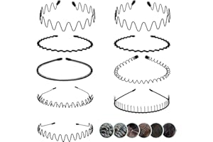 Metal Hair Band - 9 Pieces Metal Headband for Men and Women, Adjustable, Durable, Wavy Hairband, Hair Bands for Sports, Fashi
