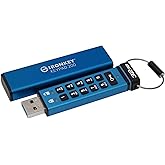 Kingston Ironkey Keypad 200 32GB Encrypted USB | Alphanumeric Keypad | Multi-Pin Access | XTS-AES 256-bit | FIPS 140-3 Level 3 Certified | Brute Force & BadUSB Protection | IKKP200/32GB,Blue