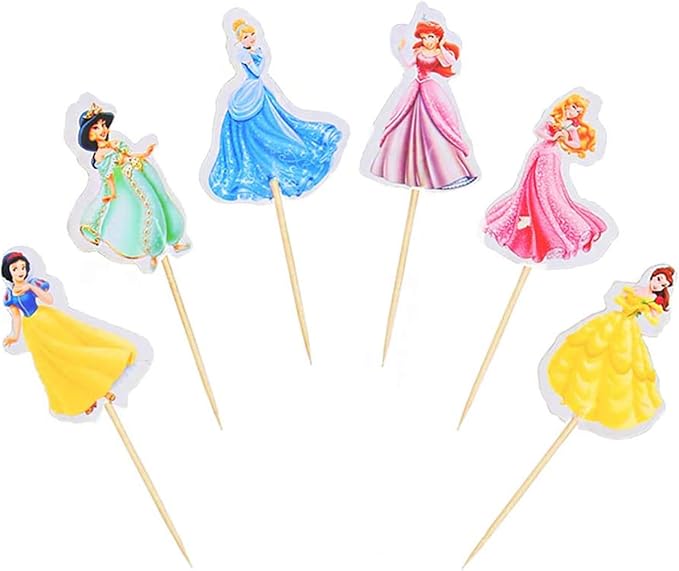 Amazon Co Jp プリンセスカップケーキトッパー 女の子用パーティー用品 ケーキトッパー 誕生日 フルーツカップ パーティー用品 プリンセスパーティーデコレーション用 24個セット Food Beverage Alcohol