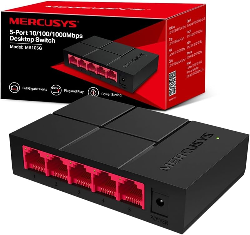 MERCUSYS MS105G 5-Port Desktop Ethernet Switch 10/100/1000 Mbps Plug & Play