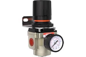 AIRZOE AIROE 1/4" NPT Air Pressure Regulator,Compressed Air System,Mini Air Regulator AR3000-02,0-150 PSI Gauge