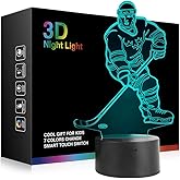 Ticent Hockey Player Night Light, Hockey 3D Lamp Lighting Lights for Kids 7 LED Color Changing Touch Table Desk Lamps Cool Toys Gifts Birthday Xmas Decoration for Sports Hockey Fan