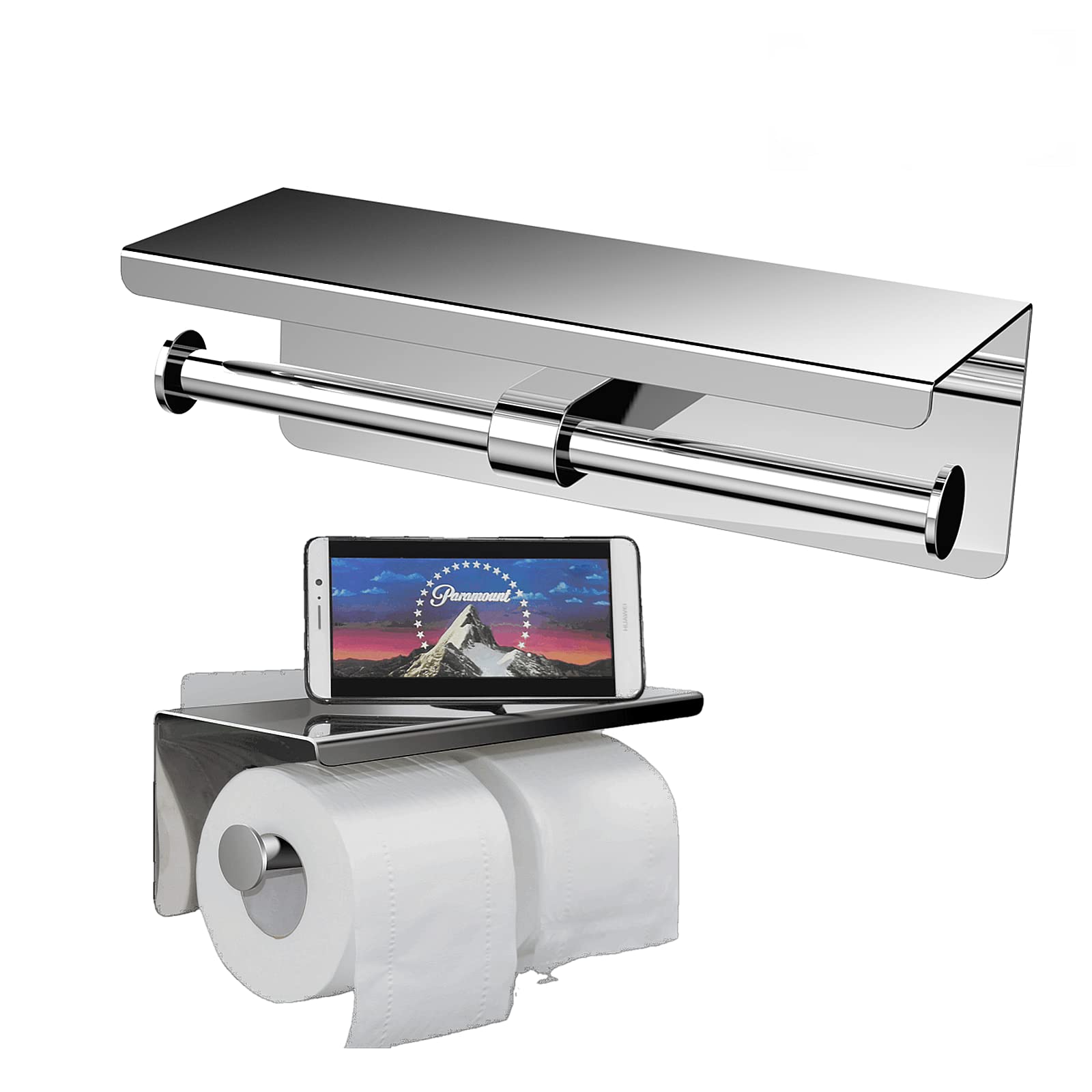 EINFAGOOD Toilet Paper Holder, Toilet Roll Tissue Holder, Stainless Steel Double Paper Towel Dispenser, 2.16lb Weight (A. Toilet Paper Holder 2 Rolls Chrome)
