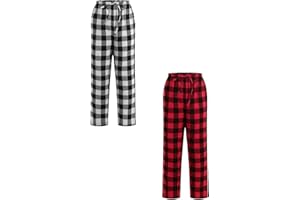 1/2 Pack Kids Boys Plaid Pants Size 10-12 Girls Christmas Red Blue Plaid Paja_mas Pants Casual Soft Bottoms