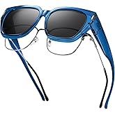 Rmmeey Polarized Fit Over Glasses Sunglasses for Women Men Trendy Square Wrap Around Shades UV Protection