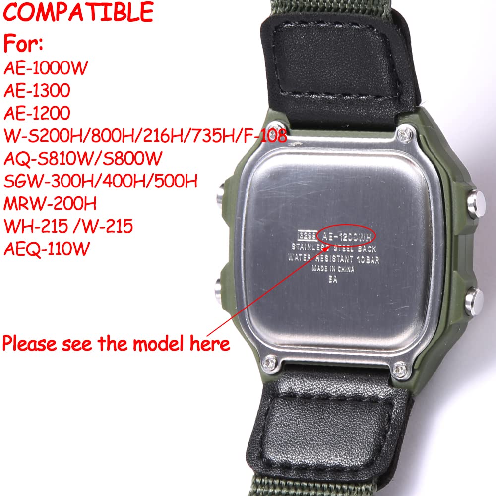 XBHSW 18mm Nylon strap Compatible with Casio AQ-S810W AE1200WH SGW-300H 400 500 MRW-200H Men's weave Watch Band