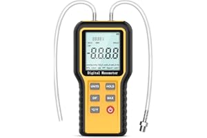 Digital Manometer HVAC, WapoRich Gas Pressure Tester Dual Port Manometer Air Pressure Meter, Differential Pressure Gauge with