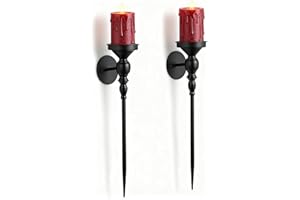 Candle Sconces Wall Decor Set of 2: Walasis Large Black Wall Candle Holders for Pillar- Gothic Metal Wall-Mounted Candle Scon