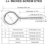 FFWHKON 10 Pcs Eye Hooks Screw 2.5 Inches Stainless Steel Heavy Duty 200 Lbs view 3