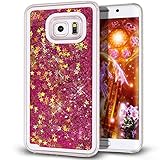 Samsung Galaxy S7 Edge case,Crosstree Liquid, Appmax Cool Quicksand Moving Stars Bling Glitter Floating Dynamic Flowing Case Liquid Cover for galaxy s7 edge. (Star Rose)