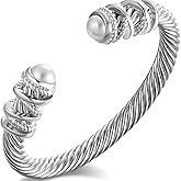 OSIRIDEH2 Elegant Twisted Cable Bangle Bracelet for Women - Open Cuff Classic Jewelry Gift for Anniversary, Valentine, Birthday
