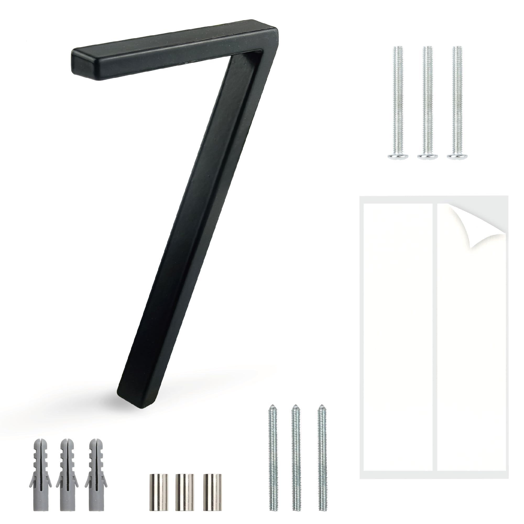 HASWARE Floating House Number Sign: 5 inch Modern Door Signage - Striking for Street Home Address Numerals (7, Black)