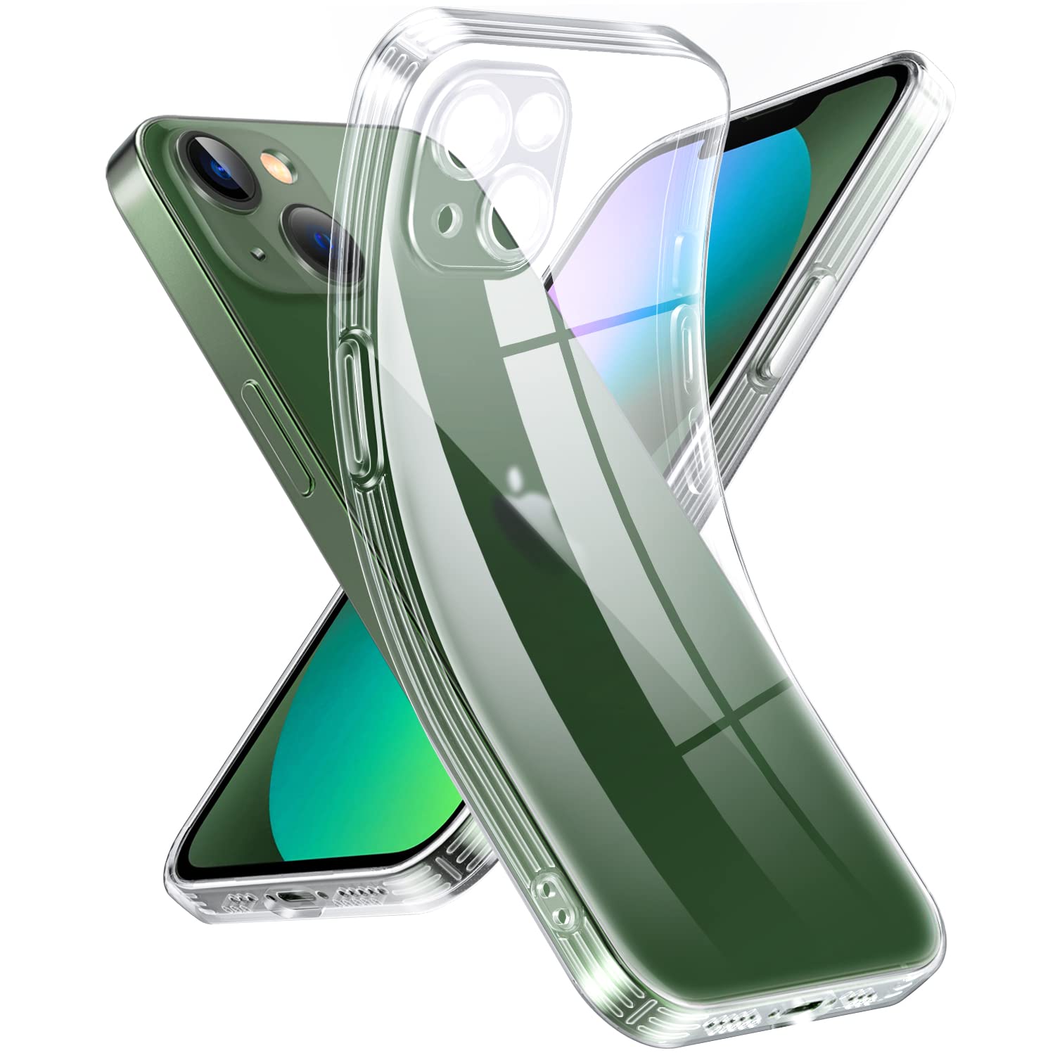 Photo 1 of Supdeal Crystal Clear Case for iPhone 13 Mini, [Not Yellowing] [Camera Protection] [Military Grade Drop Tested] Transparent Shockproof Protective Phone Soft Silicone Slim Cover, 5.4 inch, Transparent