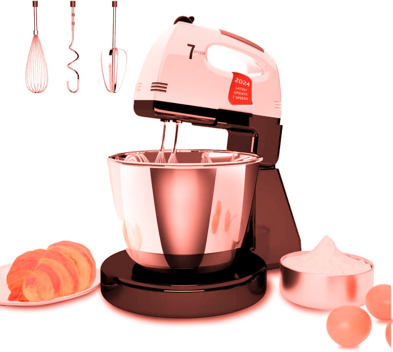 Photo 1 of ***STOCK PHOTO FOR REFERENCE ONLY***Stand Mixers, 7 Speeds With 3QT Stainless Steel Bowl, Stand and Hand Mixer with Dough Hook, Whisk, Mixing Beater for Baking, Cake, Cookie, Kneading (AL2)