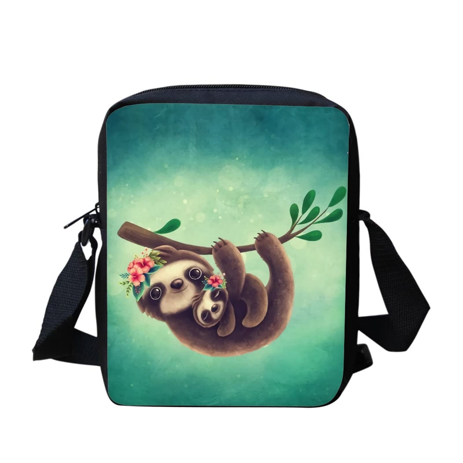 Dolyues Cute 3D Animal Mom and Baby Sloth Print Mini Crossbody Bags for Women Girls,Travel Shoulder Messenger Bags