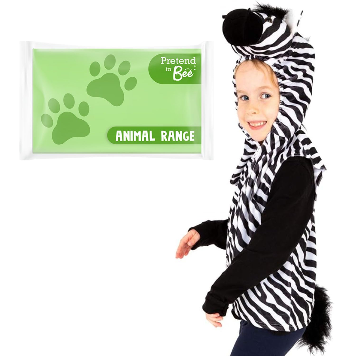 PRETEND TO BEE Zebra Wild Animal Dress Up Costume for Kids, 3-7 Years, Black & White — image 1