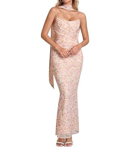 Spaghetti Straps Floral Embroidery Bridesmaid Dress Long Corset Prom Evening Gown Black at Amazon Women's Clothing store