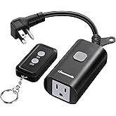 DEWENWILS Toma de control remoto para exteriores, interruptor de control remoto inalámbrico de 15 A, rango de control de 100 