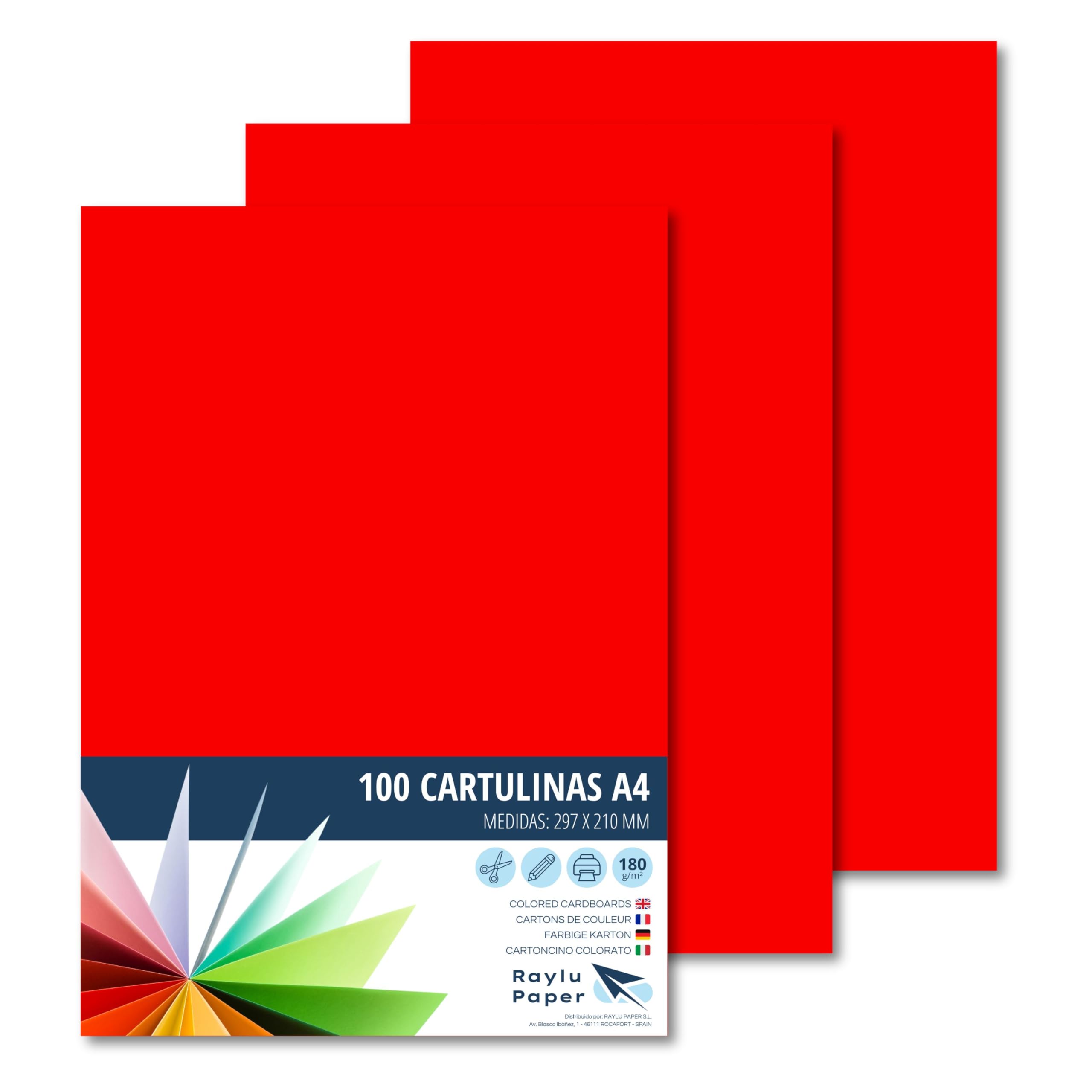 Raylu Paper® A4 100 Pieces Tomato Red Card 180g 210x297mm Ideal for Binding, Office Work, Drawing, Crafts Suitable for School Use (Tomato Red)