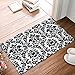 FAMILYDECOR Black and White Damask Fabric Door Mat Rug Indoor/Outdoor/Front Door/Shower Bathroom Doormat, Non-Slip Doormats, 18-Inch by 30-Inch