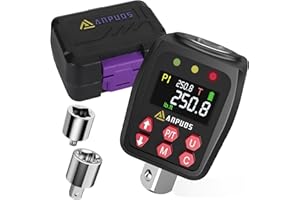 ANPUDS 1/2" Digital Torque Adapter, 12.5-250.8 Ft-lb/17-340 Nm, Digital Torque Gauges with ±1% Accuracy, Preset Value, Data S
