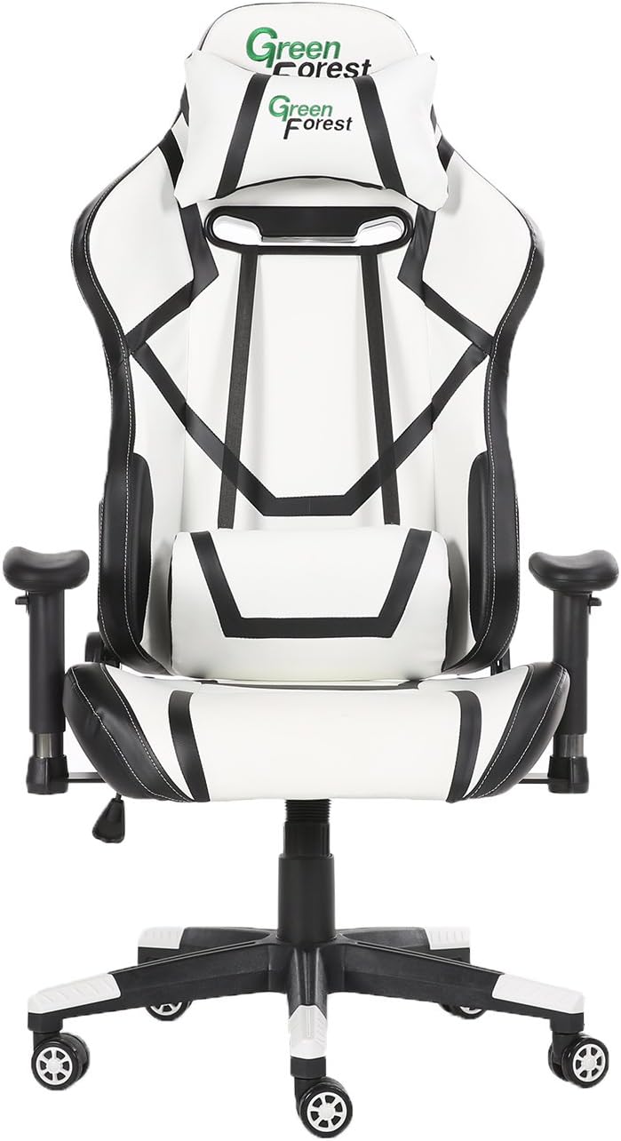 Amazon Com Greenforest Gaming Chair Ergonomic Computer Office Chair Pu Leather Thick Padded Hihg Back Desk Chair With Headrest Footrest And Lumbar Pillow Red Purple Home Kitchen