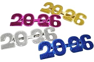 SWYOUN 4PCS 2026 Plastic Glasses Happy New Year's Eve Glasses Graduation 2026 Class Of 2026 Party Photo Prop Supplies