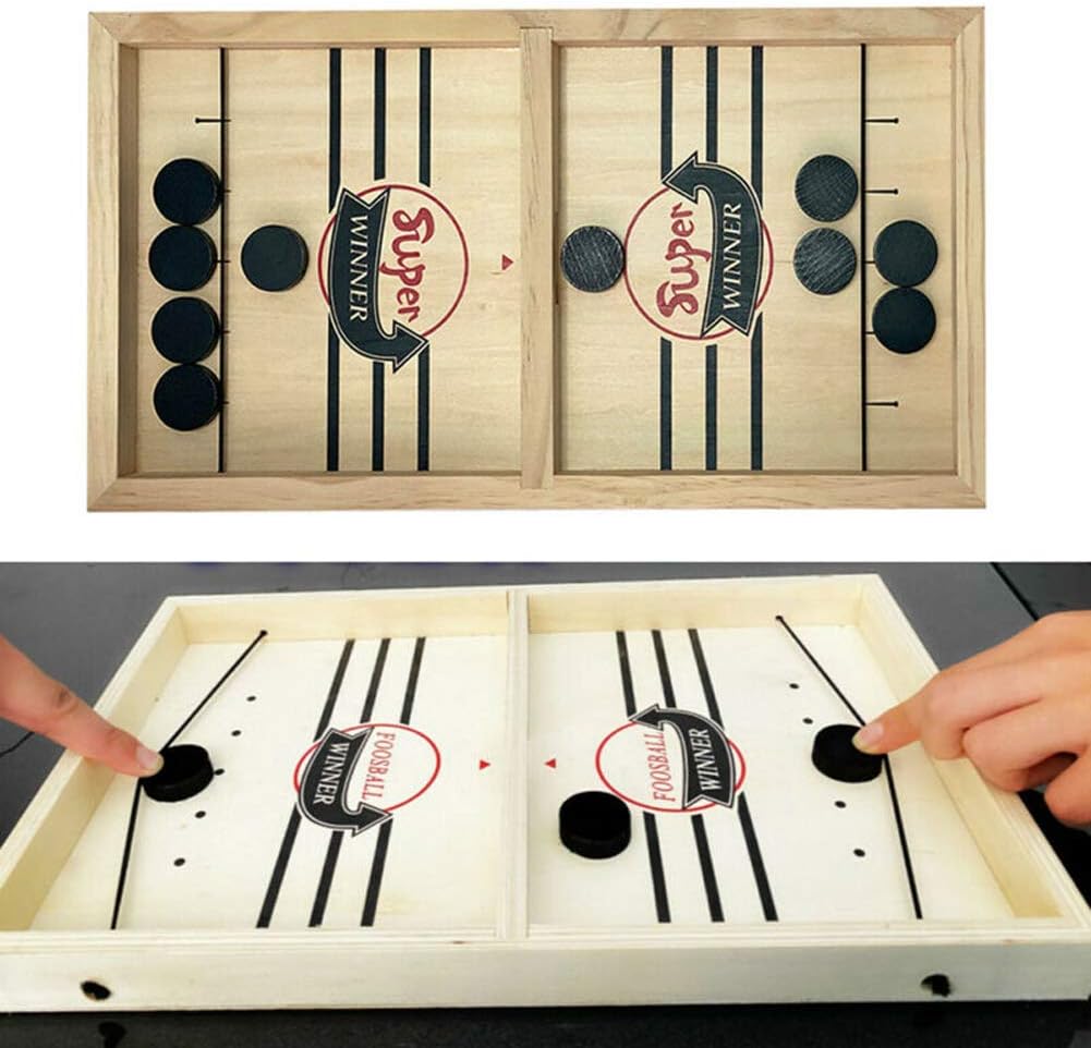 Funny Fast Sling Puck Game Paced SlingPuck Winner Board Family Games Toys Table Desktop Battle 2 in 1 Ice Hockey Game, Funny Classic Battle Board Games