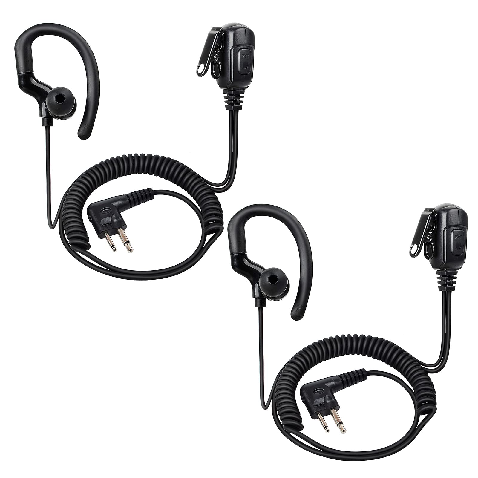 UAYESOK Security Radio Earpiece 2 Pin for Motorola DP1400 CP040 GP300 XT420 XT460 HYTERA HYT PD405 PD505 2 Way Radio, G Shape Walkie Talkie Headset Ear Piece with PTT Mic Microphone 2 Prong (2 PCS)