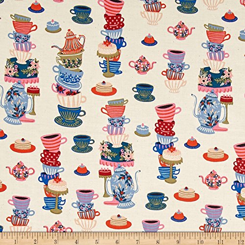 Cotton + Steel 0476815 Rifle Paper Co. Wonderland Mad Tea Party Neutral Fabric by The Yard,