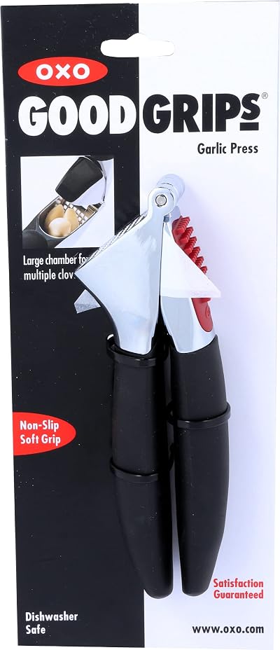 OXO Good Grips Garlic Press with Built-In Cleaner Large Capacity Zinc