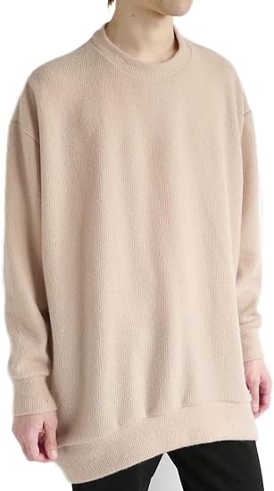 Amazon モノマート Mono Mart Big シルエット プルオーバー ニット セーター 起毛 暖かい ゆる 厚手 Mode メンズ ベージュ フリーサイズ セーター 通販