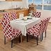Dining Chair Covers, Geometric Print Dining Chair Slipcovers, Removable Washable Stretch Furniture Protector for Kitchen Room Hotel Table Banquet (4 Per Set, Wine Red)