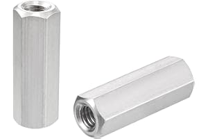 uxcell M6 x 1.0-Pitch 30mm Length 304 Stainless Steel Metric Hex Coupling Nut, 5-Pack